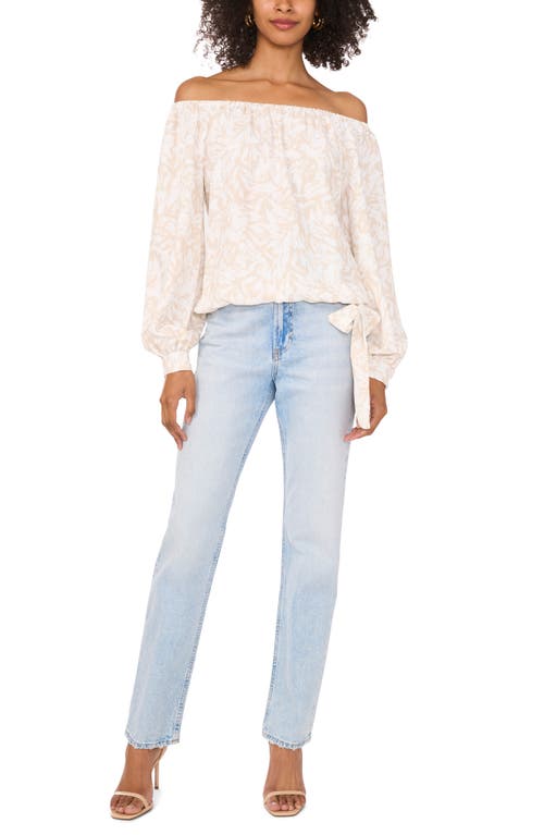 VINCE CAMUTO VINCE CAMUTO FLORAL OFF THE SHOULDER LONG SLEEVE TOP