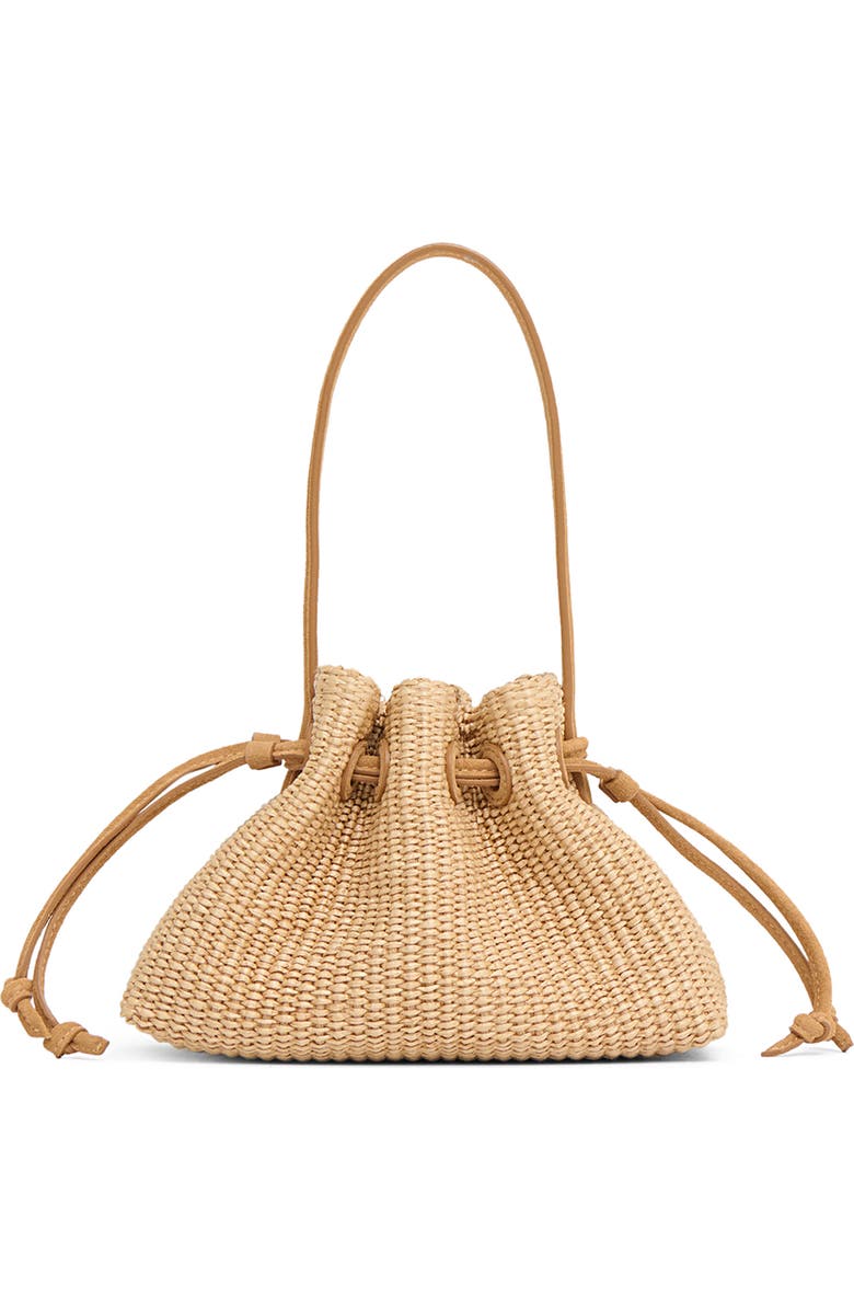 Mansur Gavriel Woven Raffia Drawstring Pouchette, Main, color, Natural