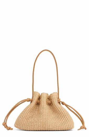 Woven Raffia Drawstring Pouchette
