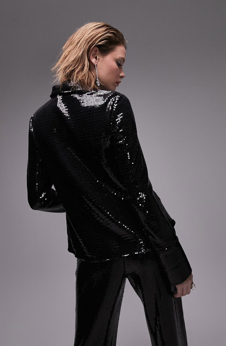 Topshop Co-Ord Tailored Sequin Hook & Eye Top, Alternate, color, 