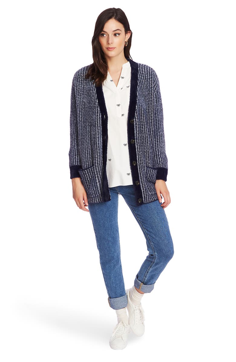 Court & Rowe Houndstooth Eyelash Knit Cardigan, Alternate, color, 