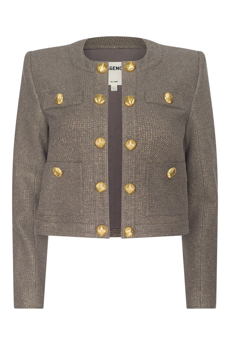 Kahlia Collarless Jacket, Alternate, color, MOTA/ LIGHT GOLD