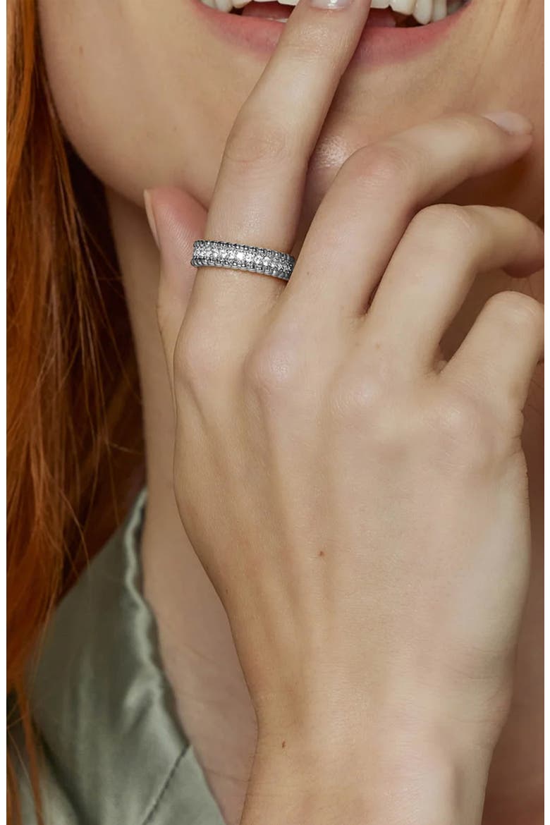 Jena Sparkle Wide Band Ring Trendy Unique Style, Alternate, color, Silver