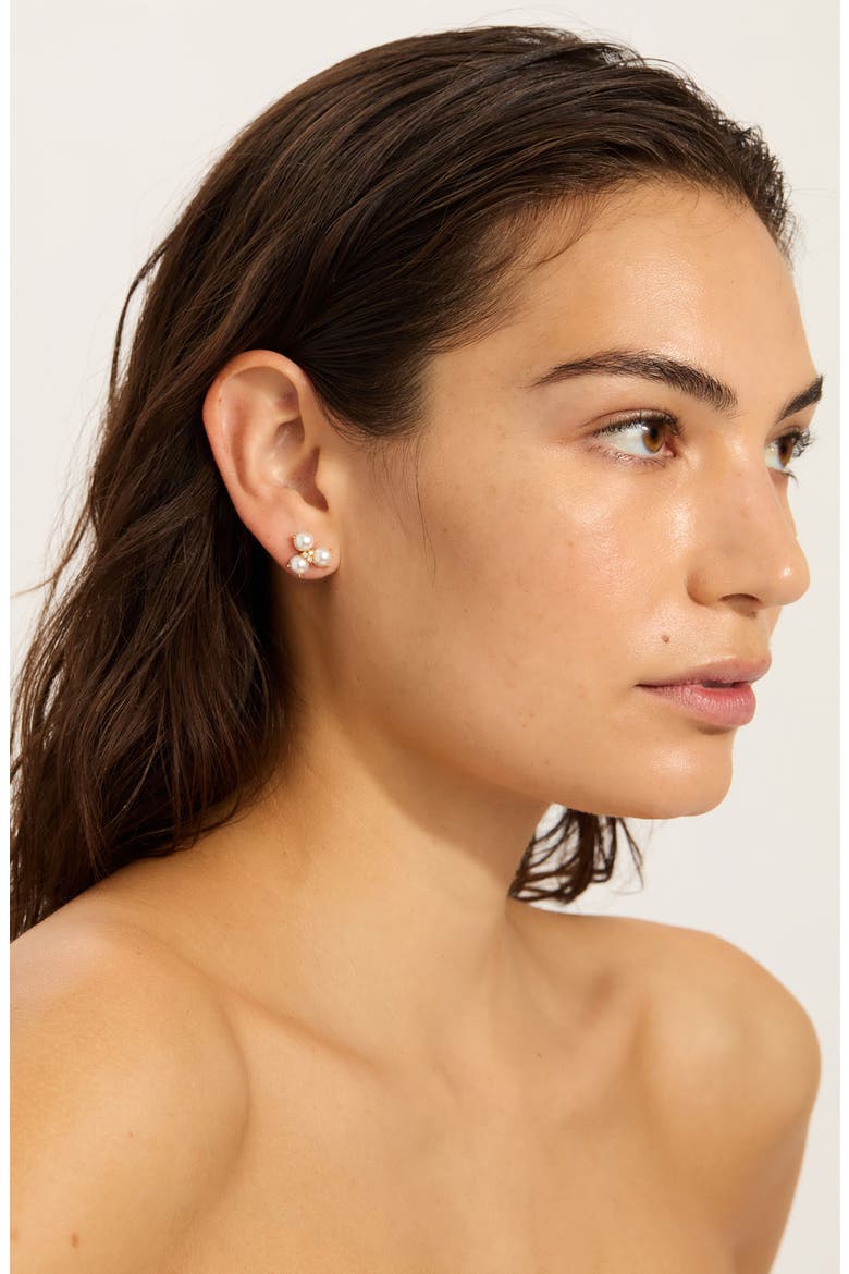 Freshwater Pearl Stud Earrings, Alternate, color, WHITE