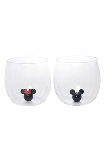 JoyJolt x Disney Mickey & Minnie 3D Icon Set of 2 Glass Tumblers