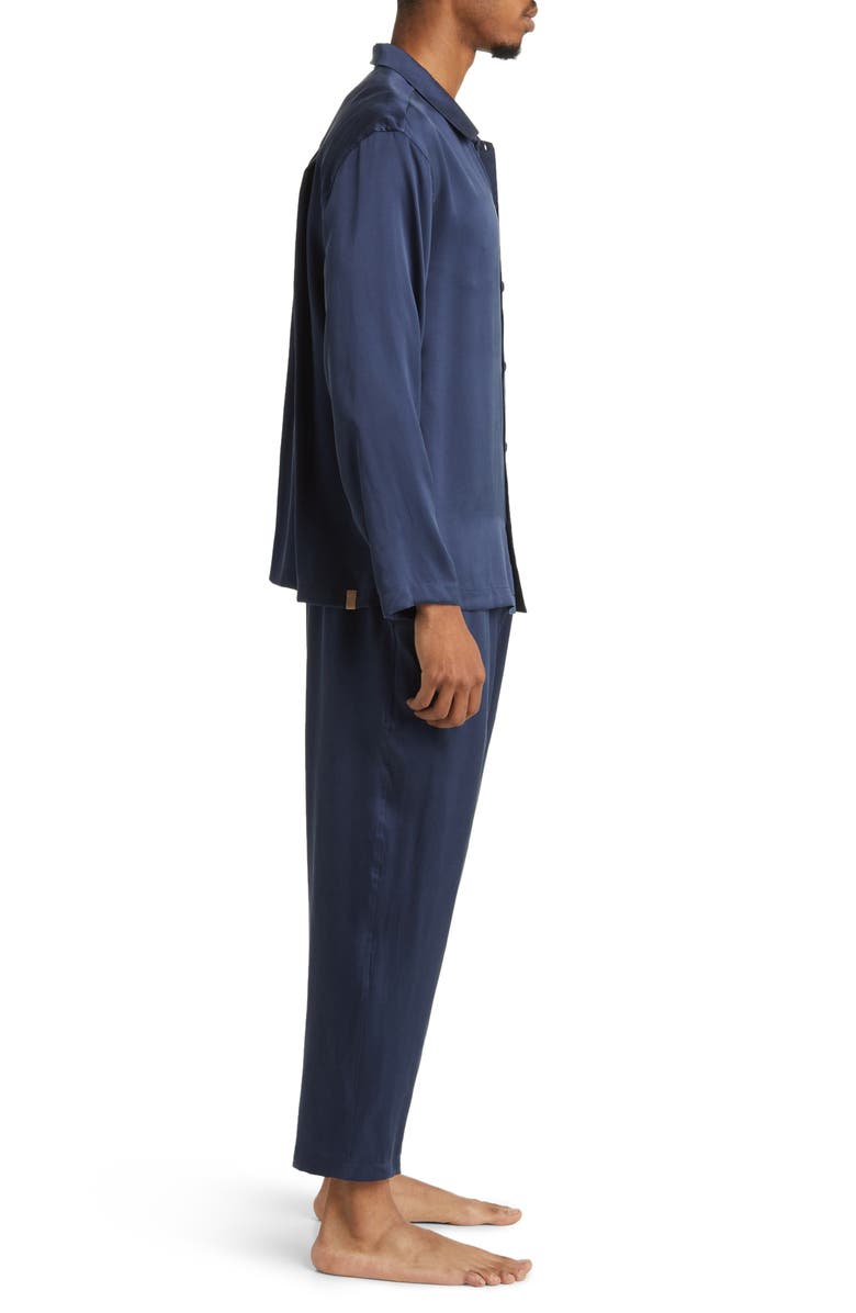 Lunya Long Sleeve Washable Silk Pajamas, Alternate, color, Deep Blue