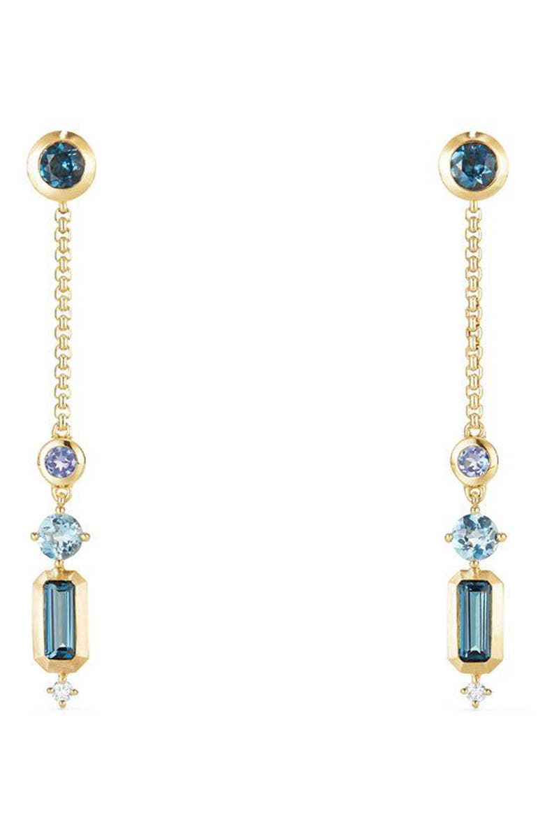Novella Drop Earrings with Diamonds, Main, color, GOLD/ HAMPTON BLUE TOPAZ