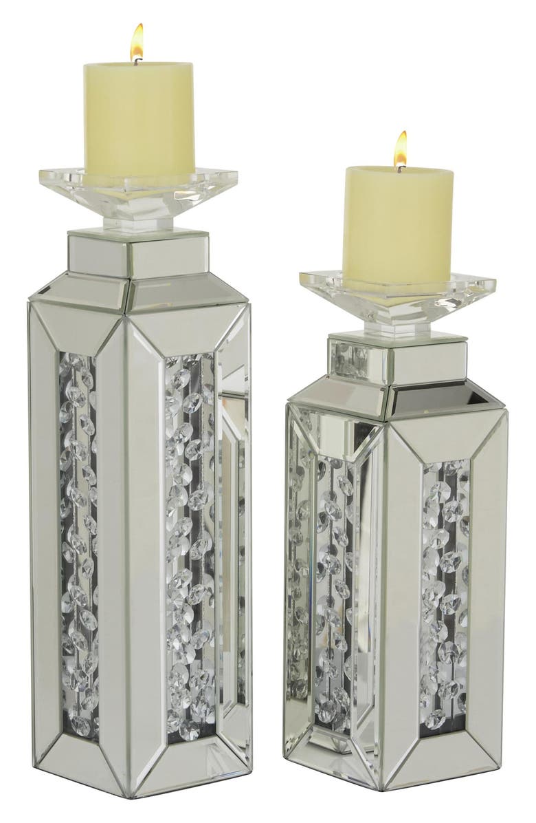 VIVIAN LUNE HOME Set of 2 Glam Wood Candleholders, Alternate, color,