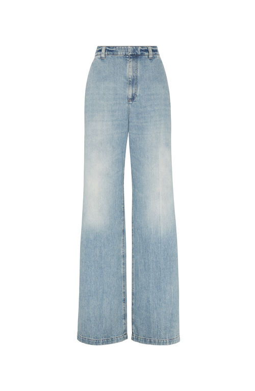 Brunello Cucinelli Monili-trim Low-rise Wide-leg Jeans In Light Denim