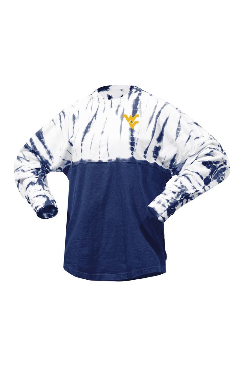 Women's Navy West Virginia Mountaineers Tie-Dye Long Sleeve Jersey T-Shirt, Alternate, color, Navy