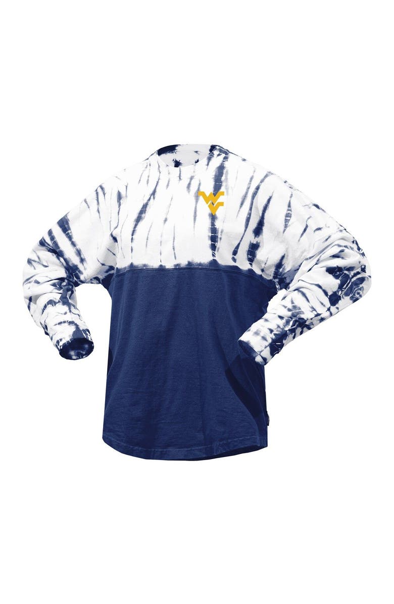 SPIRIT JERSEY Women's Navy West Virginia Mountaineers Tie-Dye Long Sleeve Jersey T-Shirt, Alternate, color, Navy