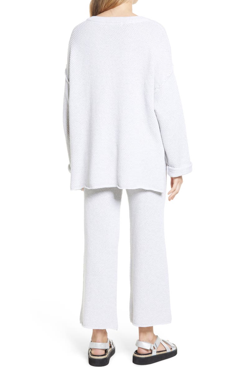 Free People free-est Hailee Waffle Stitch Long Sleeve Top & Wide Leg Pants Knit Set, Alternate, color, Ivory Heather