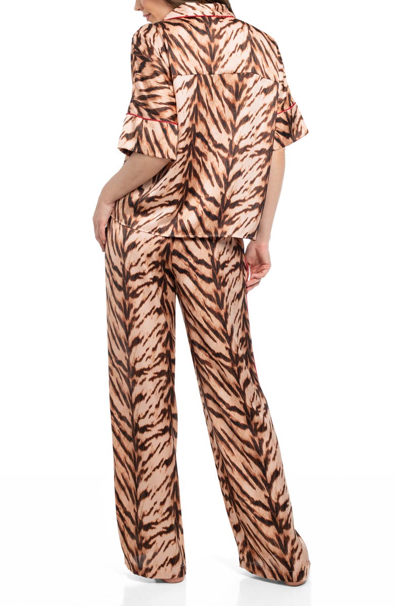 Midnight Bakery Tiger Stripe Satin Pajamas, Alternate, color, Taupe