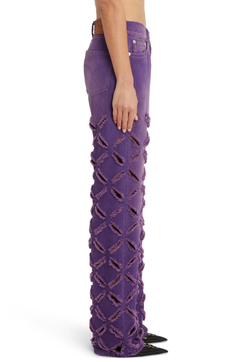 Versace Slash Nonstretch Denim Wide Leg Jeans, Alternate, color,