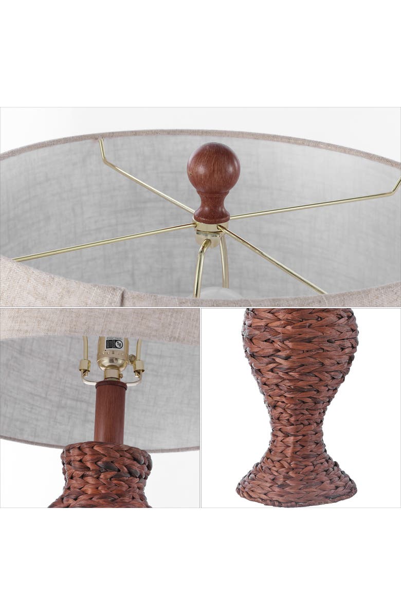 JONATHAN Y Elicia 31" 1-Light Coastal Cottage Water Hyacinth Weave LED Table Lamp, Alternate, color, Dark Brown