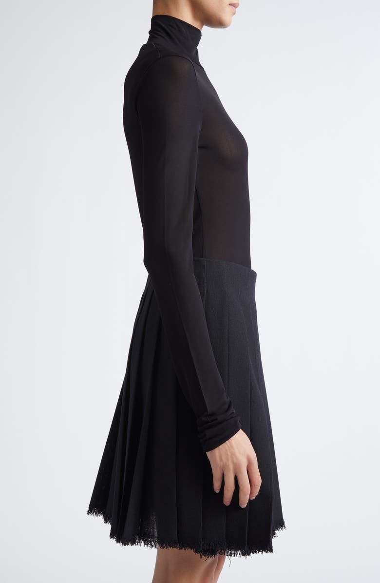 Jil Sander Semisheer Fitted Turtleneck Top, Alternate, color, Black