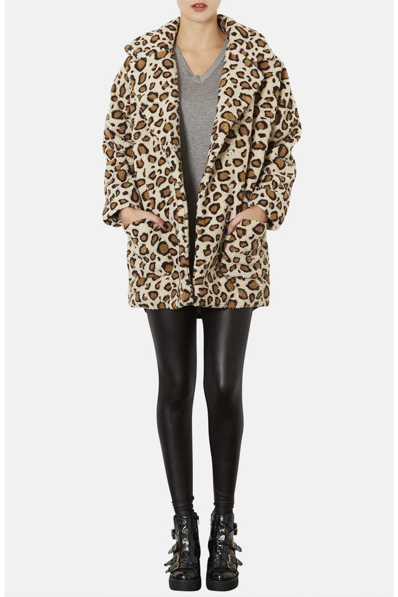 Leopard Borg Coat, Alternate, color, CREAM