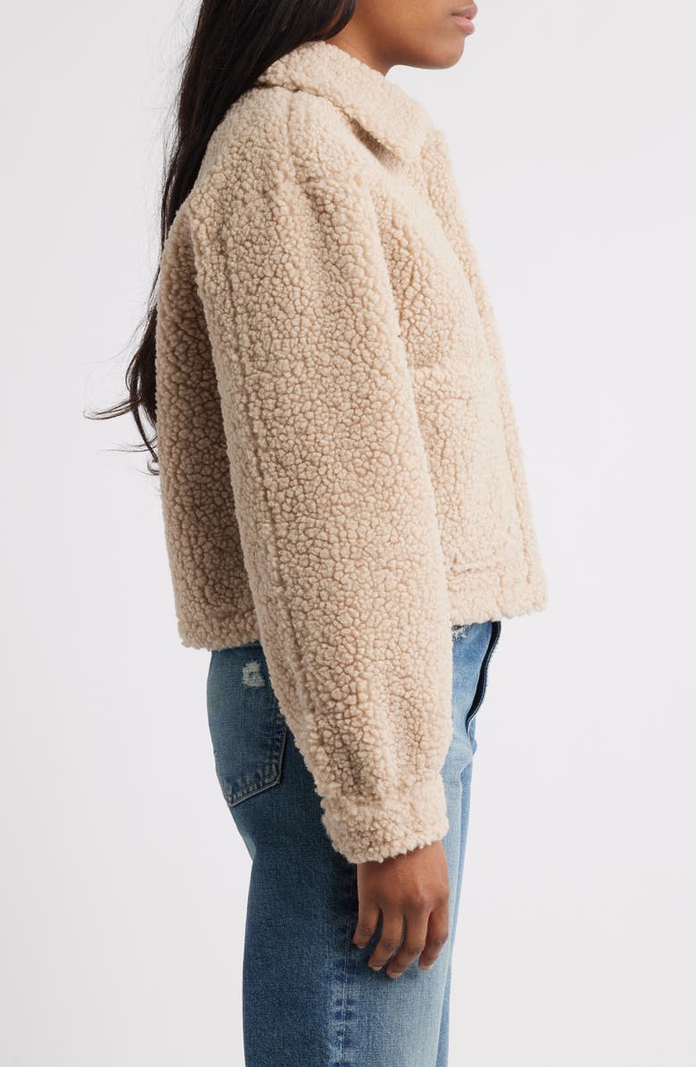 Lucky Brand Patch Pocket Faux Fur Crop Jacket, Alternate, color, Oatmeal