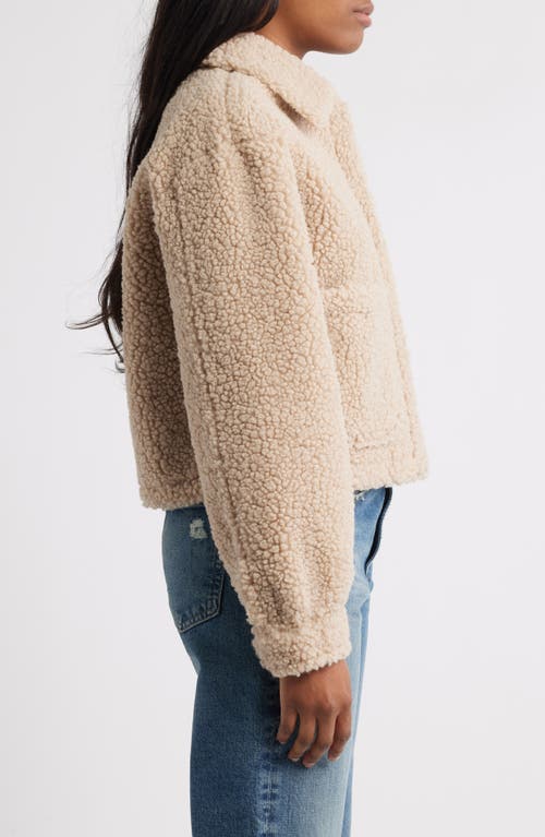 Lucky Brand Patch Pocket Faux Fur Crop Jacket In Neutral