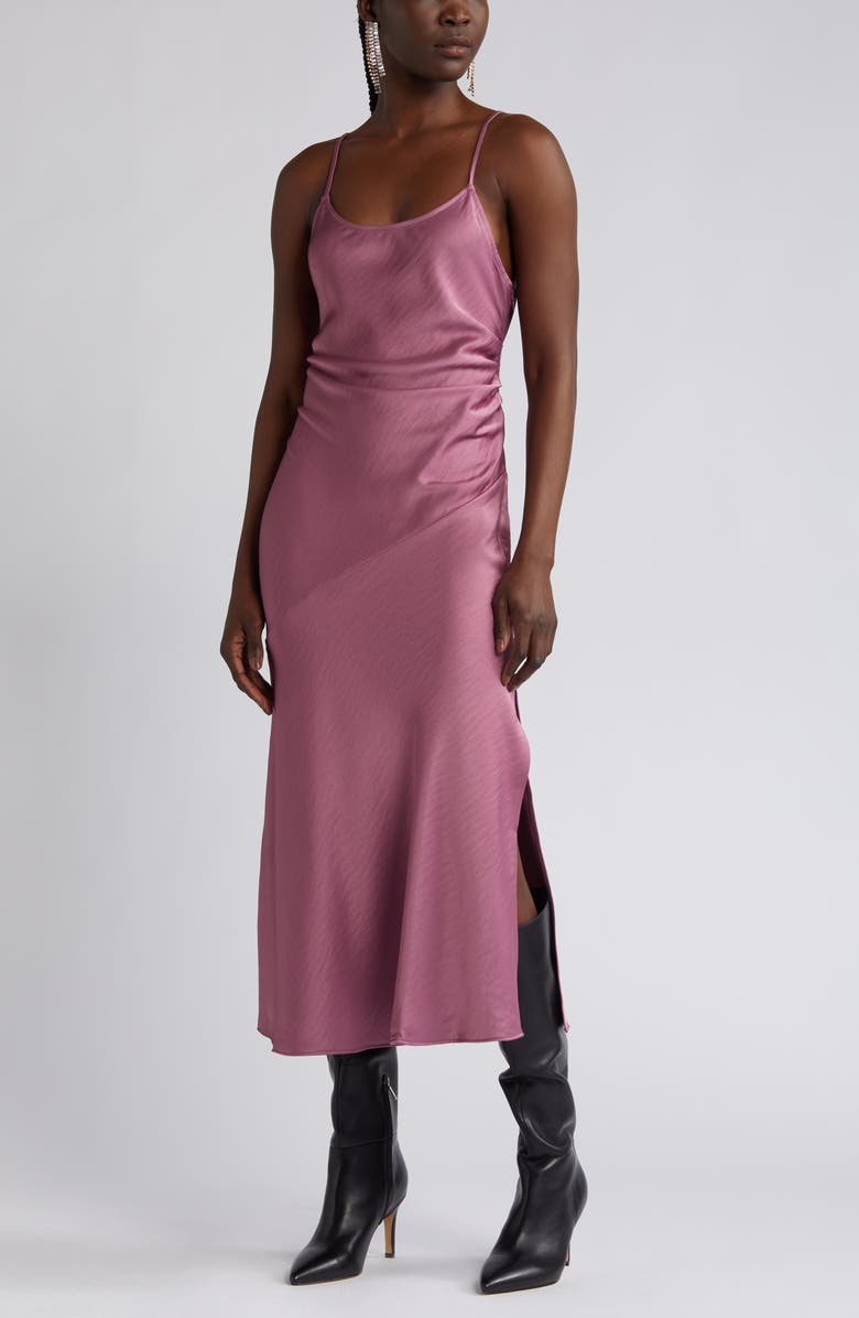 Open Edit Bias Cut Satin Slipdress, Main, color, Purple Syrup