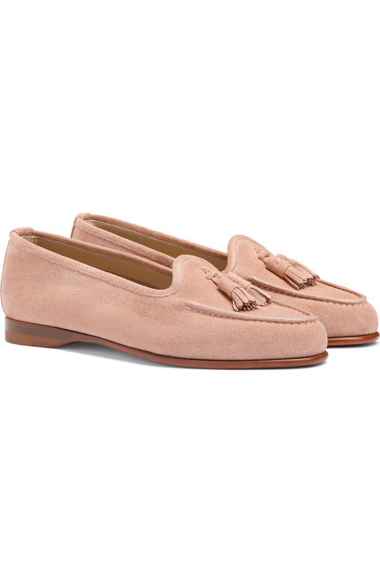 Santoni Women's suede Andrea tassel loafer, Main, color, Pink
