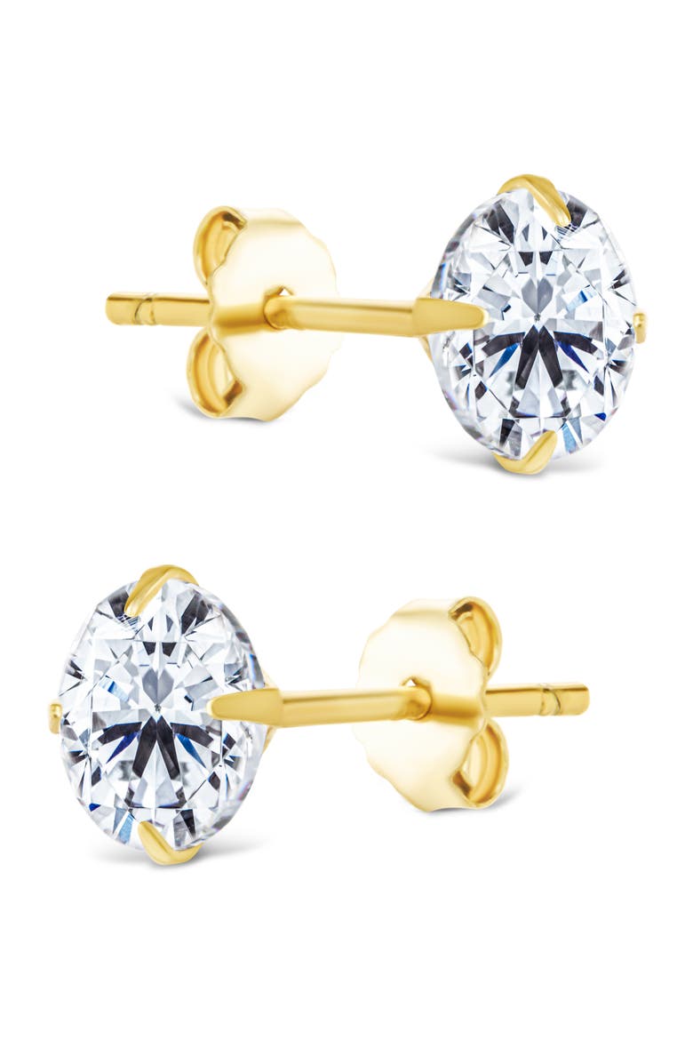 Round Cut Cubic Zirconia Stud Earrings, Alternate, color, GOLD