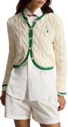 Polo Ralph Lauren Cable Knit Button Front Crop Cardigan