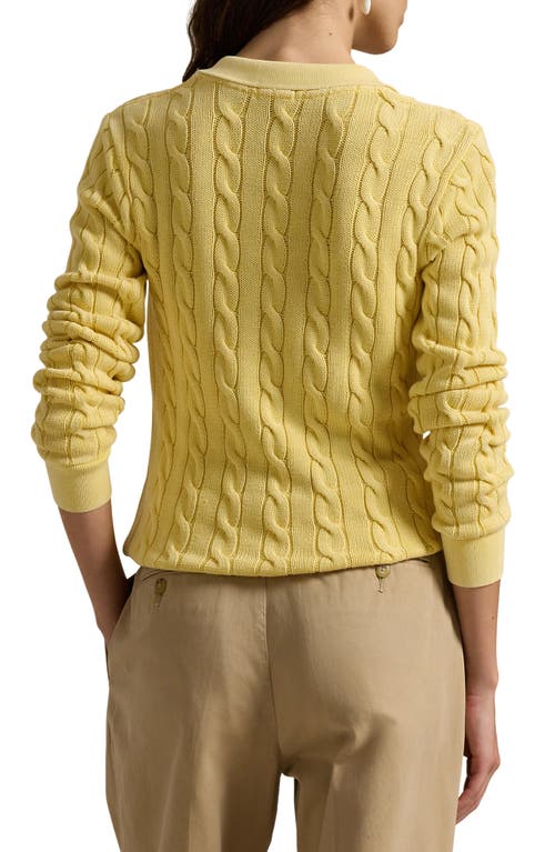 Polo Ralph Lauren Cable Long Sleeve Cotton Polo Sweater In Fall Yellow