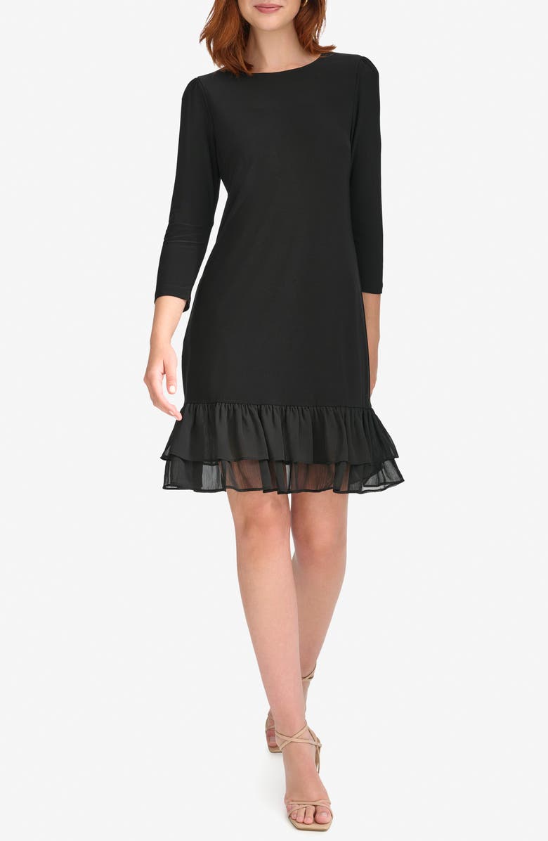 Tommy Hilfiger Three Quarter Sleeve Dress, Main, color, Black