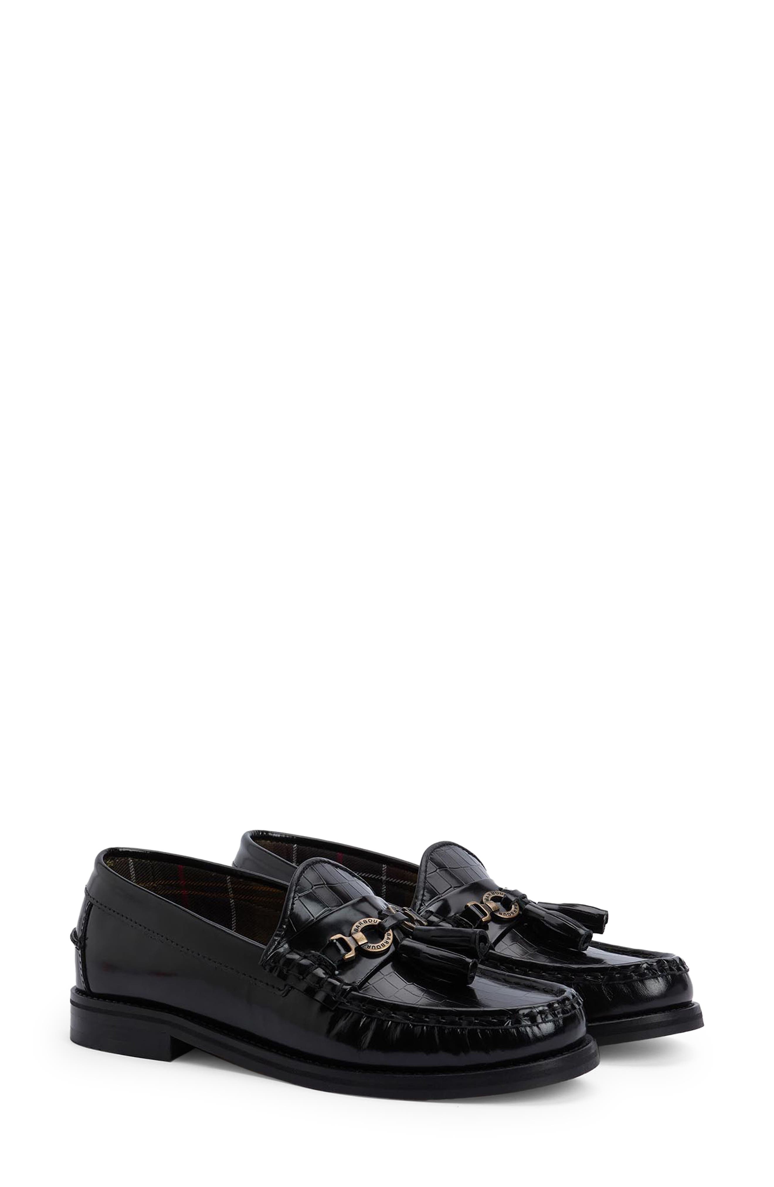 Barbour Jen Tassel Loafer, Main, color, Black