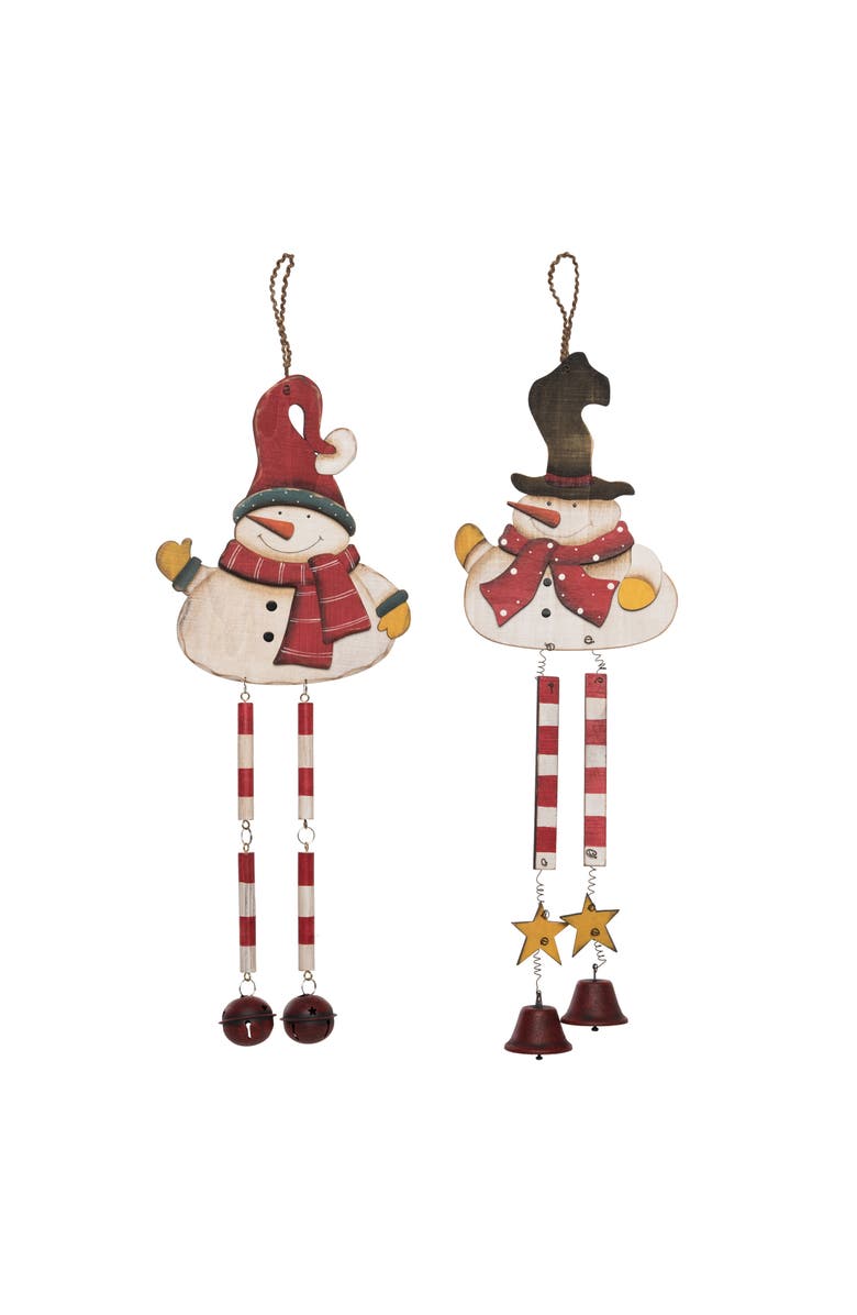 Transpac Plywood Snowman Wall Decor Dangle Legs Set of 2 Christmas, Main, color, 
