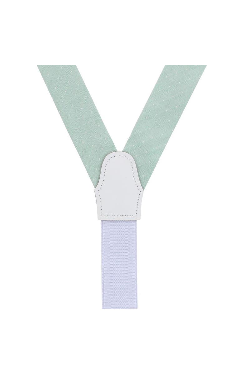 Trafalgar Churchill Chambray Polka Dot Linen Blend Formal End Suspenders, Alternate, color, Light Green With Polka Dots