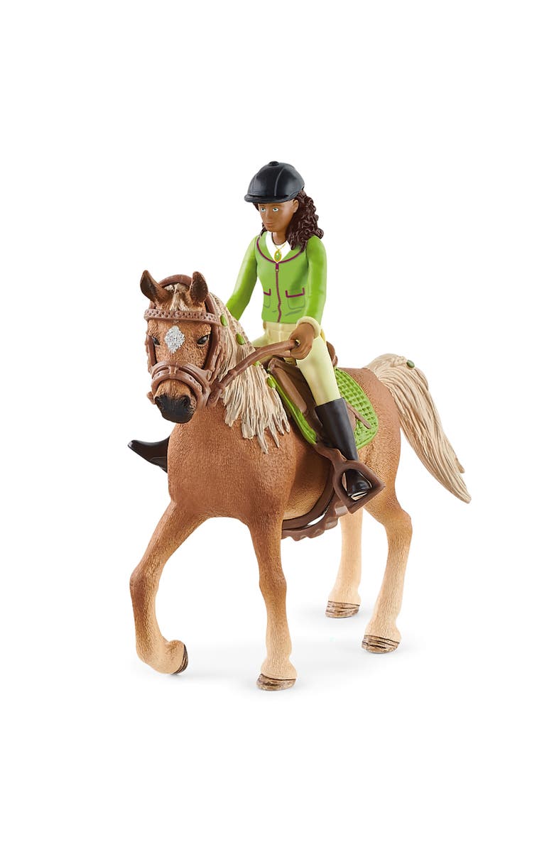 Schleich Horse Club Sarah & Mystery Rider Figurine Playset, Alternate, color, Multicolored