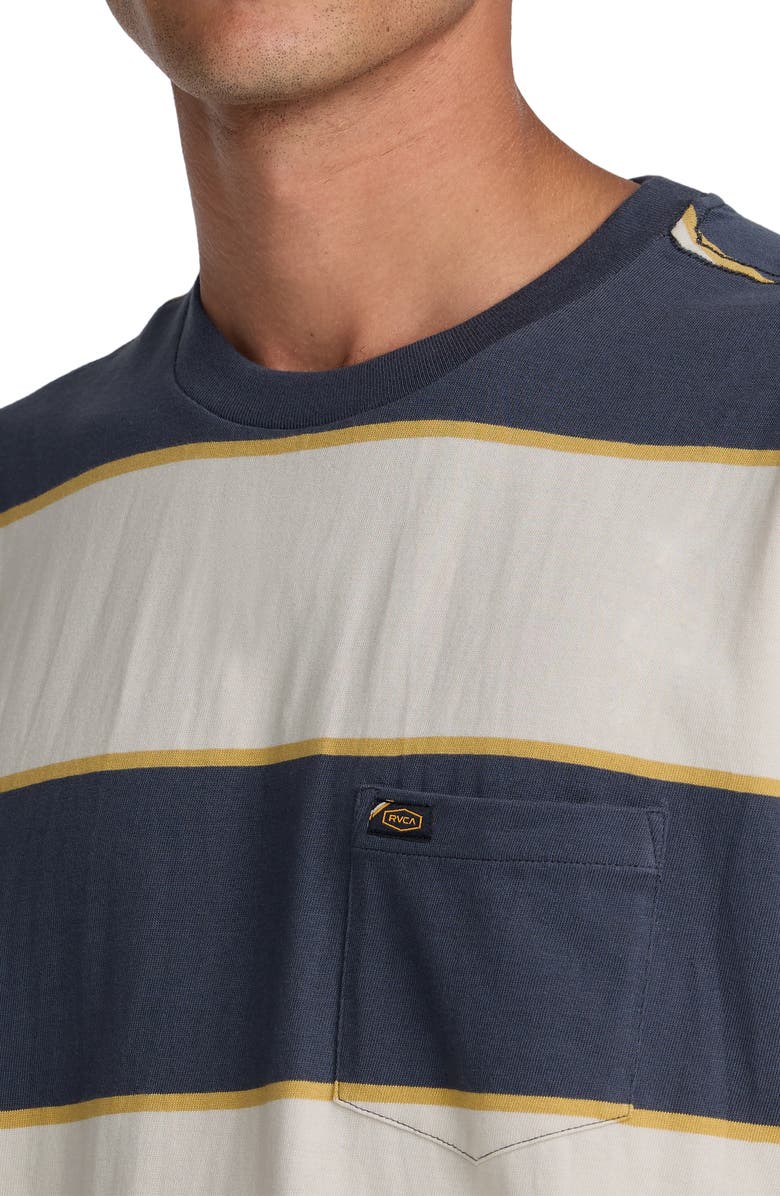 RVCA Dayshift Stripe Cotton Pocket T-Shirt, Alternate, color, Light Khaki