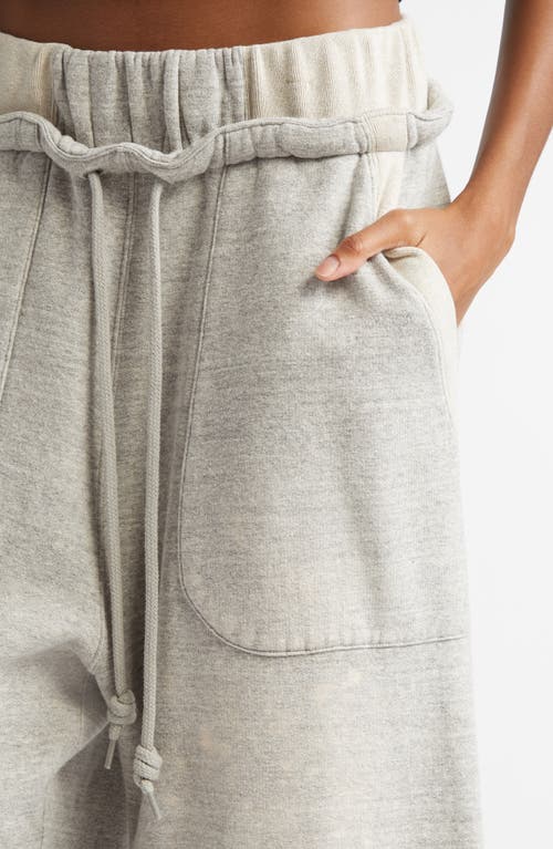 R13 Deconstructed Drop Crotch Crop Sweatpants In Heather Grey W/oatmeal