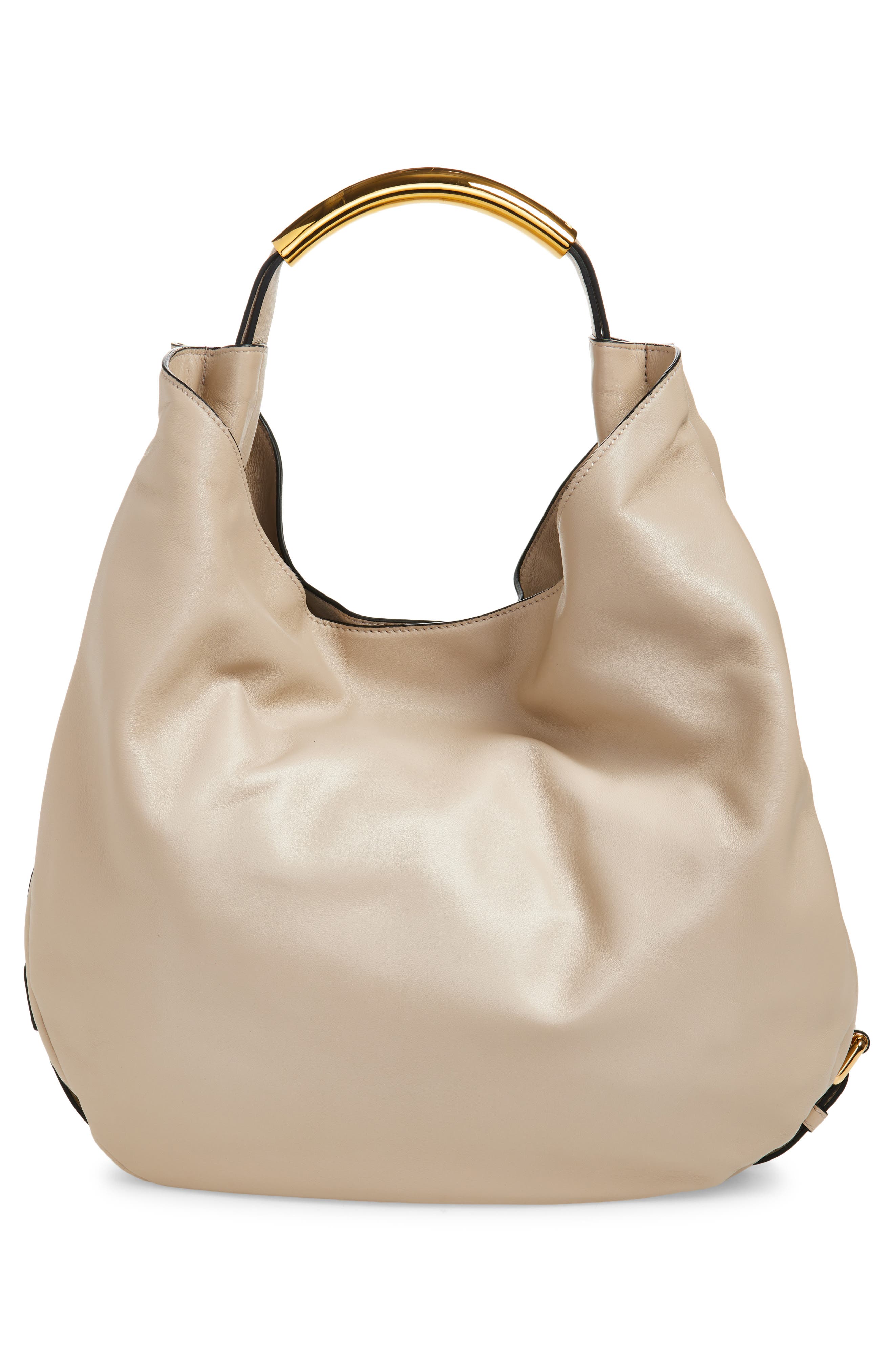 Moschino Handle Me Sheepskin Leather Hobo Bag, Alternate, color, 