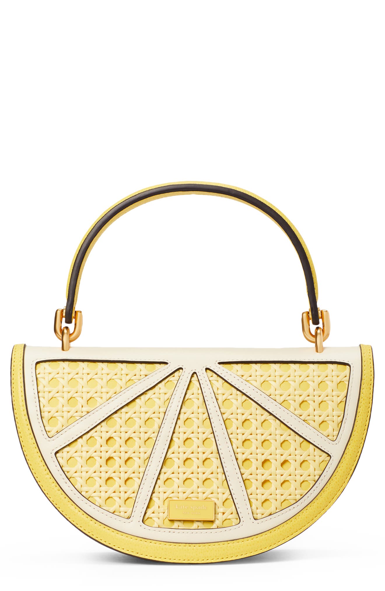 Kate Spade New York lemon drop rattan crossbody bag, Main, color, 
