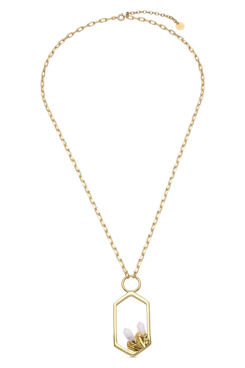 Nora Clear Quartz Pendant Necklace, Alternate, color, GOLD