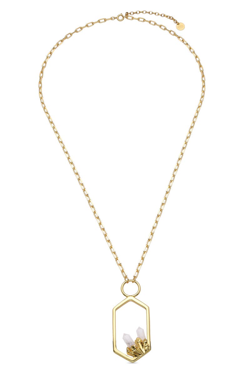 EYE CANDY LOS ANGELES Nora Clear Quartz Pendant Necklace, Alternate, color, Gold