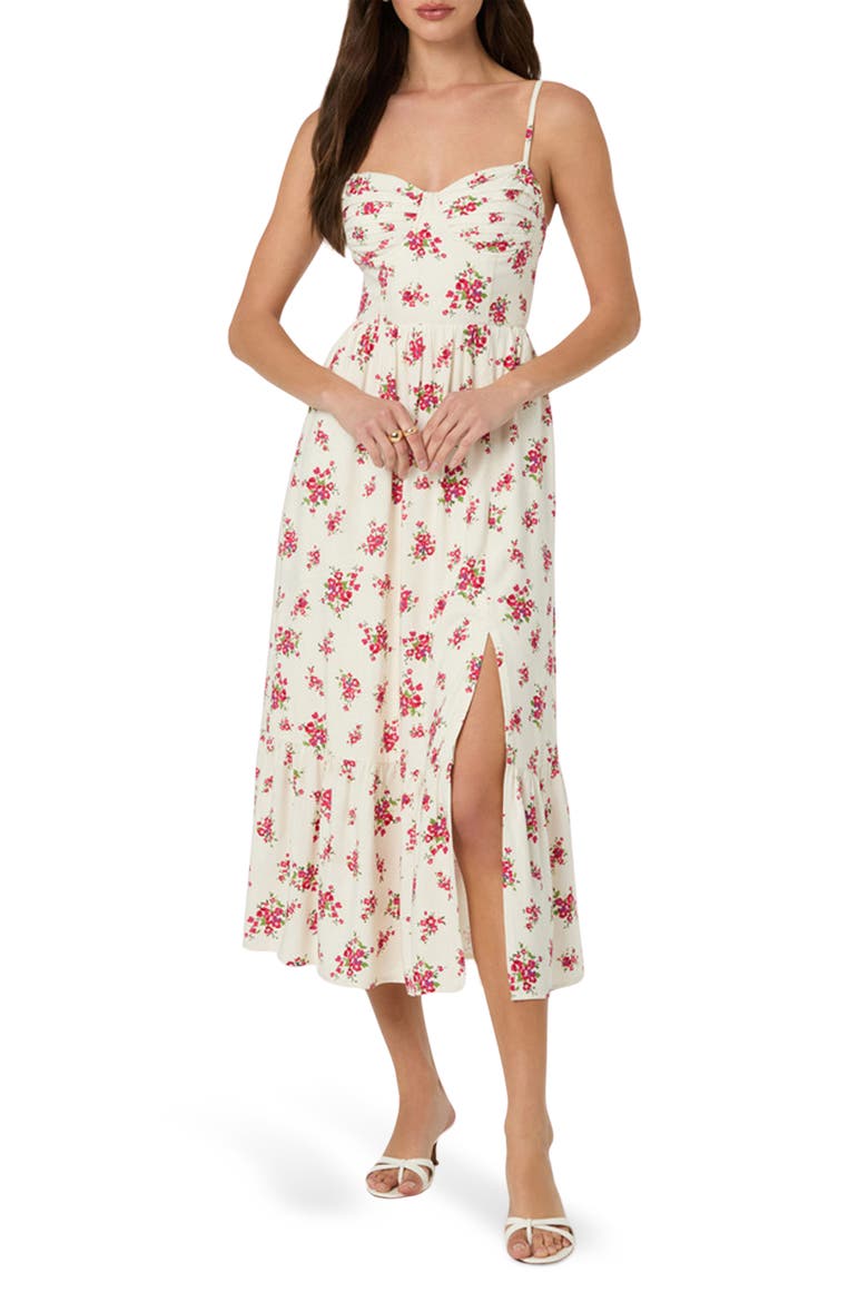Floral Pleated Bust Fit & Flare Sundress, Main, color, RED FLORAL