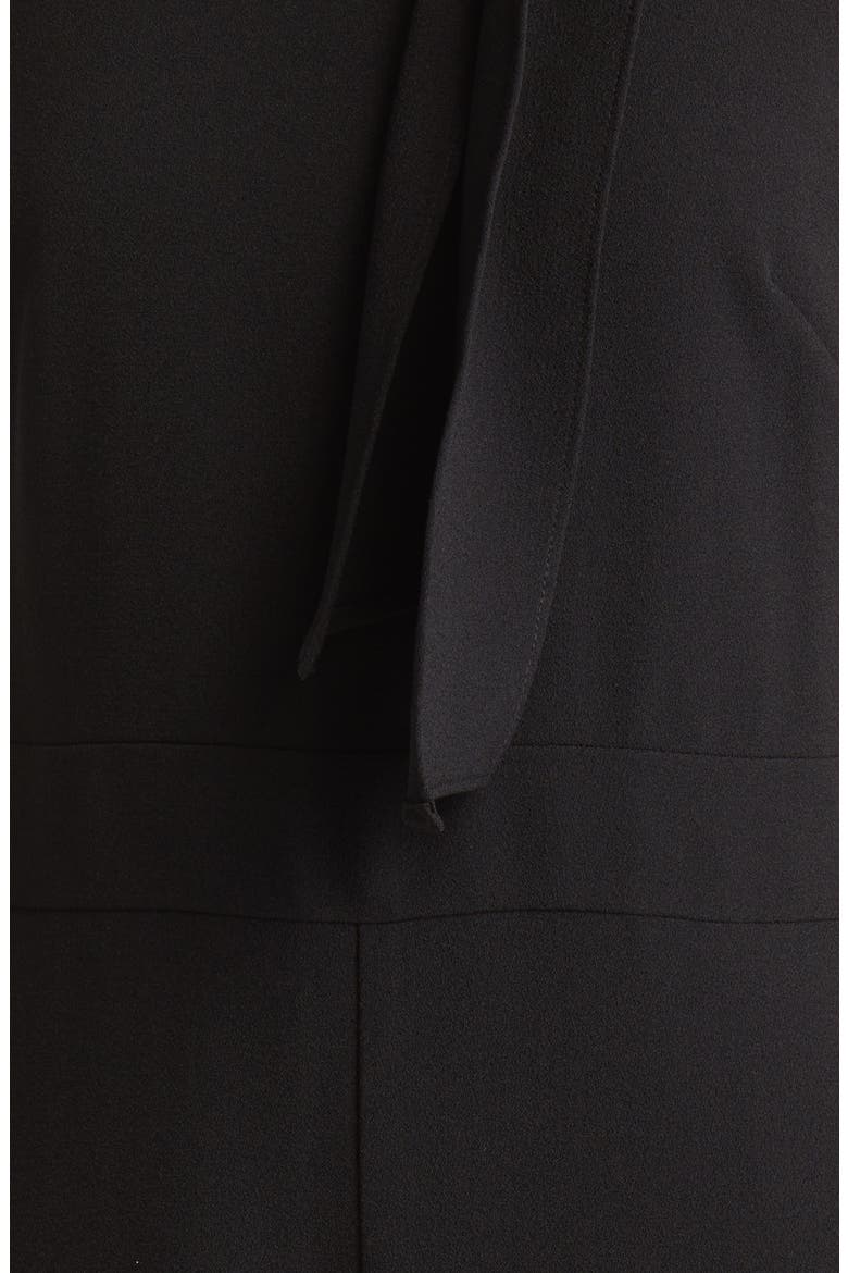 Bow Neck Stretch Crepe Jumpsuit, Alternate, color, BLACK