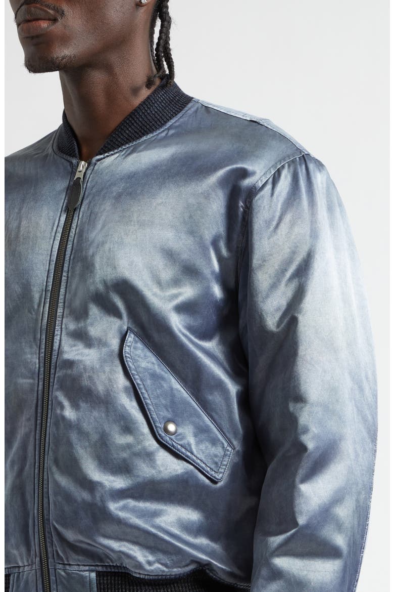 Quilted Embroidered Satin Flight Jacket, Alternate, color, VINTAGE BLUE