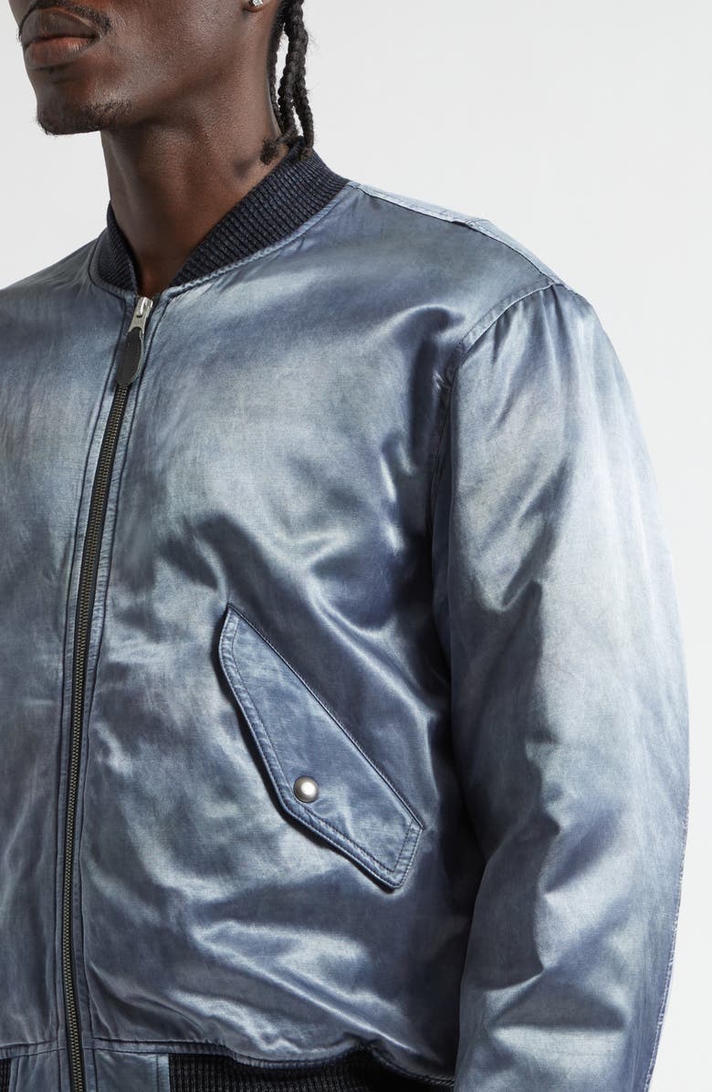 Double RL Quilted Embroidered Satin Flight Jacket, Alternate, color, Vintage Blue