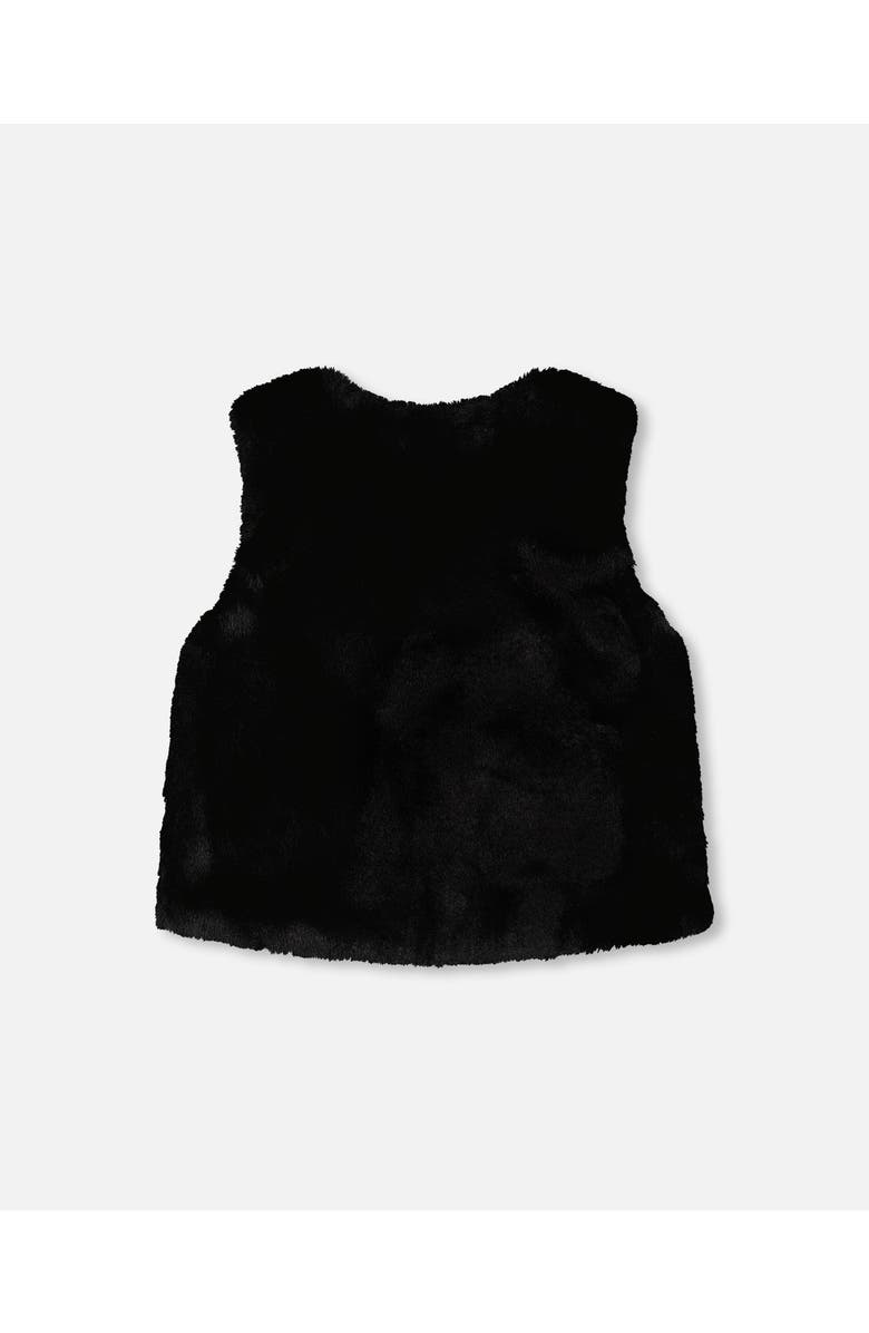 Deux par Deux Little Girl's Faux Fur Vest Black, Alternate, color, 