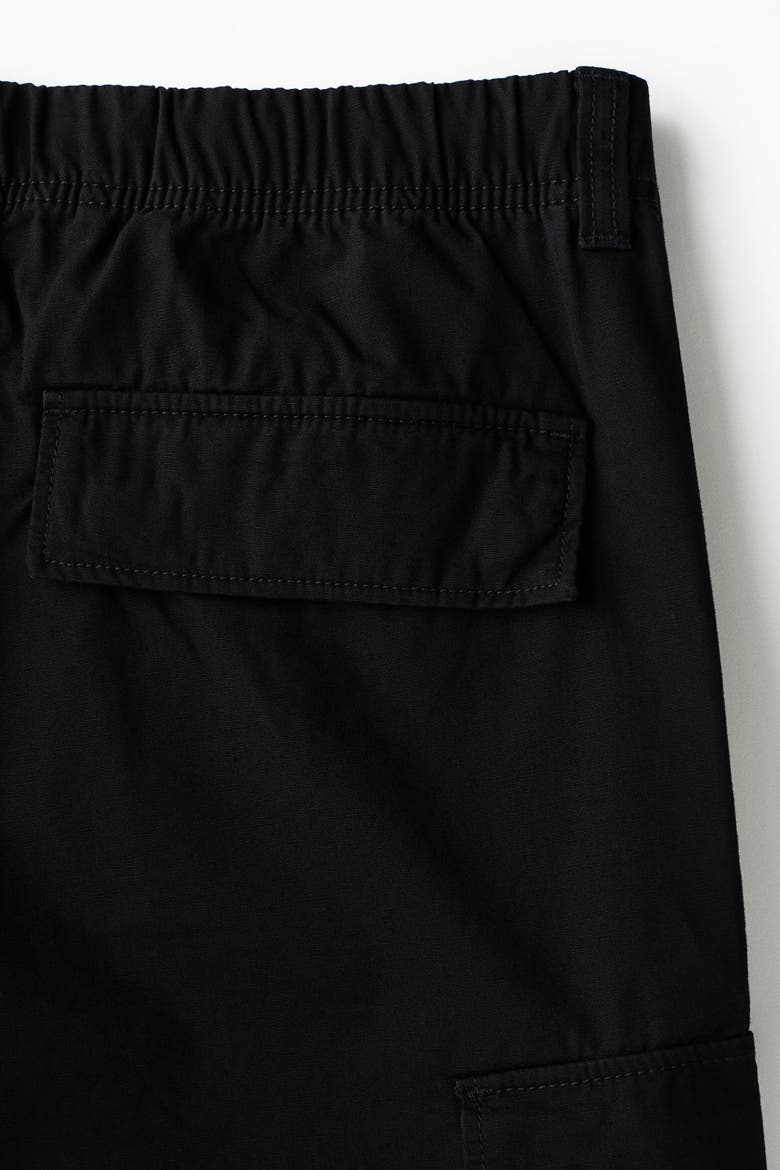 Relaxed Fit Cotton Cargo Trousers, Alternate, color, Black