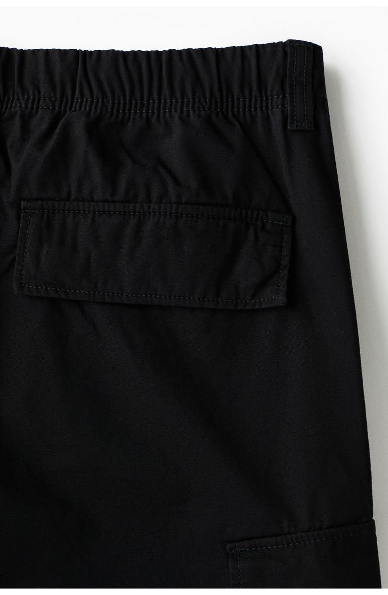 H&M Relaxed Fit Cotton Cargo Trousers, Alternate, color, Black