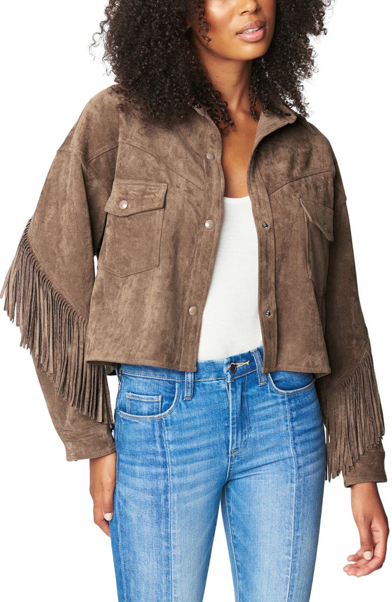 BLANKNYC Faux Suede Fringe Jacket, Main, color,