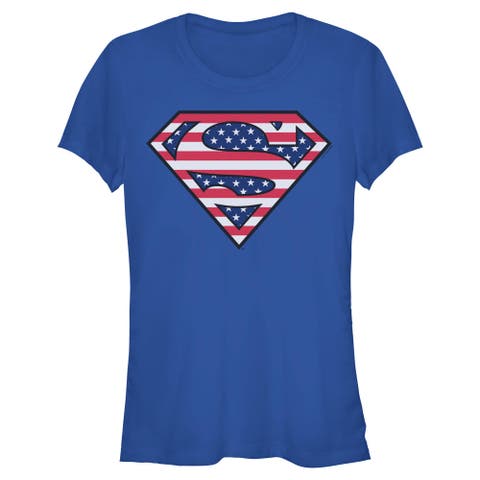 Juniors Superman Patriotic Logo T Shirt