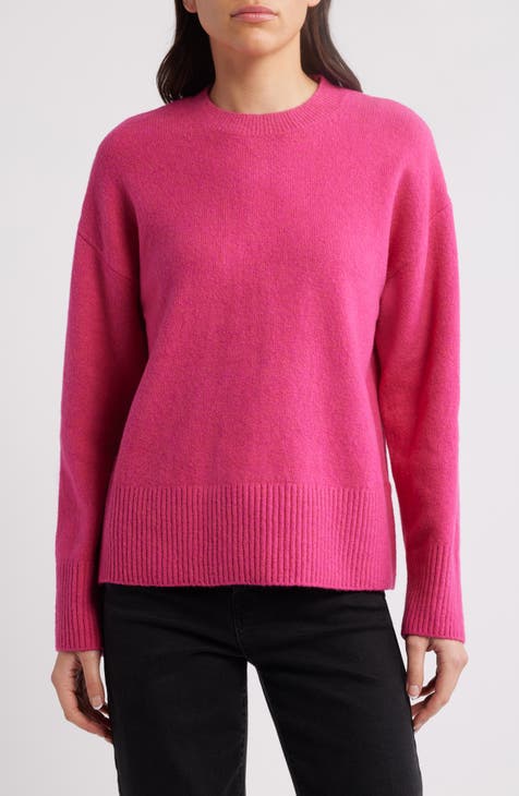 Long Sleeve Stripe Linen online Blend Sweater Pullover Top Pink