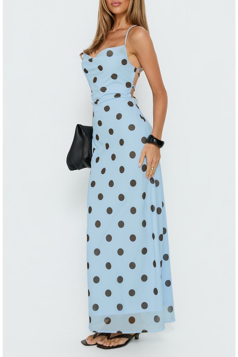 Celena Polka Dotted Maxi Dress, Alternate, color, BLUE POLKA DOT